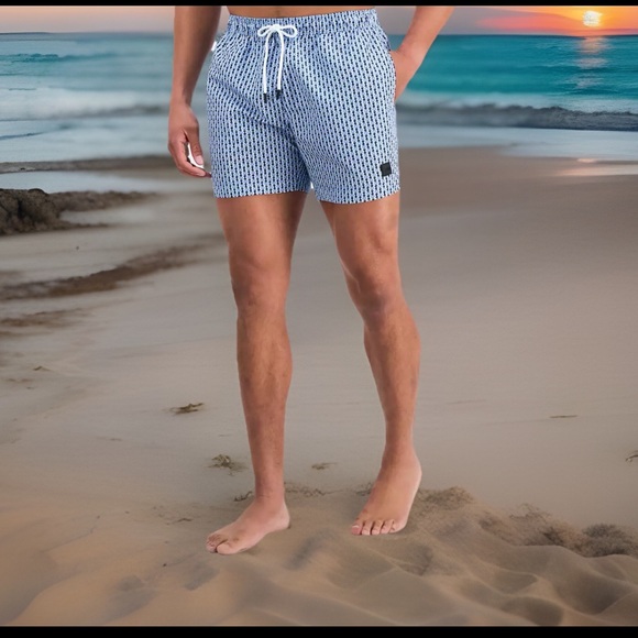 Hugo Boss Other - HUGO BOSS Men Vibe W/Unique Intricate Pattern Quick Dry Mesh Lining Swim Trunks